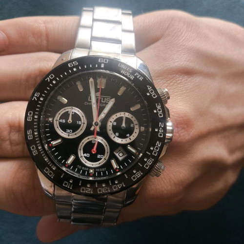 Lotus men's watch like new with black dial and chronograph