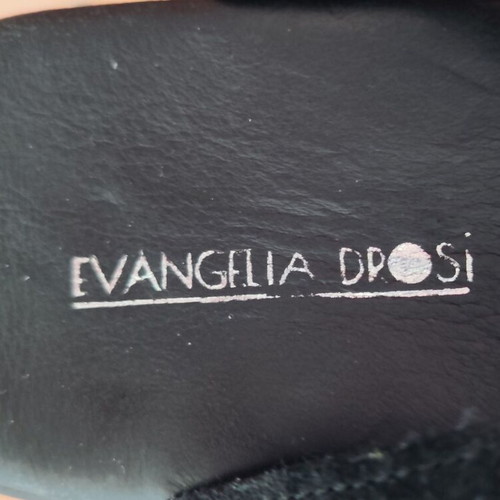 Evangelia Drosi women's leather gladiator sandals glitter black size 40