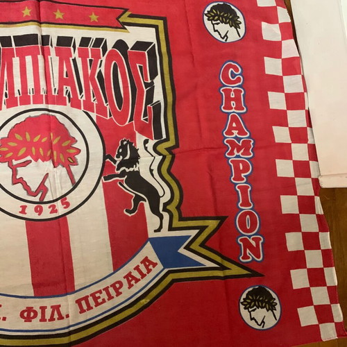 Olympiakos flag used, championship 1995, fabric 1.40x0.98 m
