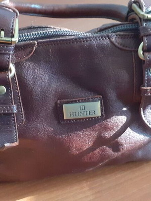 Hunter leather handbag, brown, vintage style