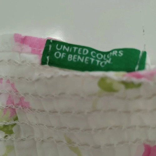 Benetton Spaghetti Top Flowered Cotton Romantic Top Size S Like New