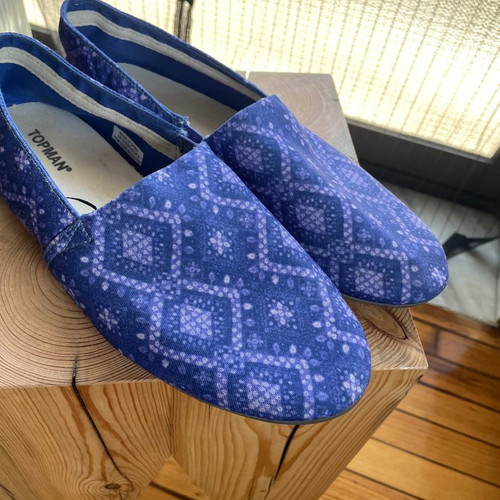 Topman canvas slipper shoes used, summer, size 43, blue ikat print
