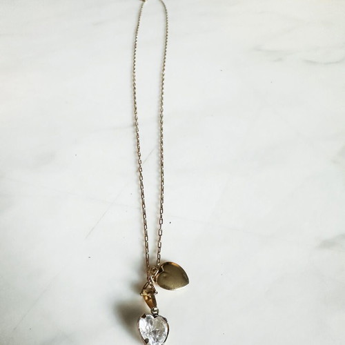 Vintage 14K gold necklace with two hearts