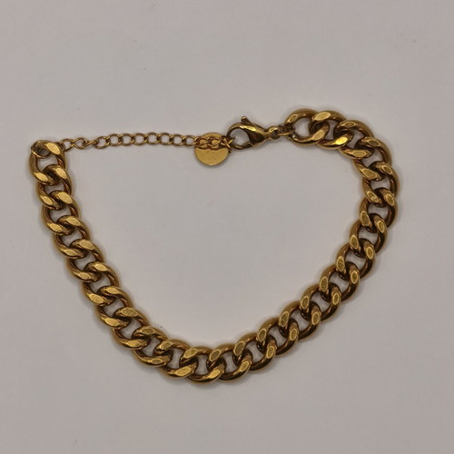 Women's thick curb chain bracelet, gold stainless steel 316L