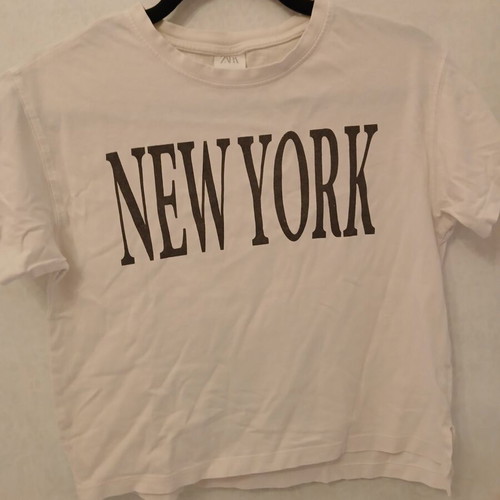Zara New York white crop top T-shirt 13-14 years