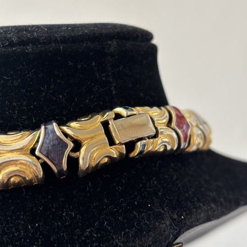 Vintage Joan Rivers necklace used, red and gold