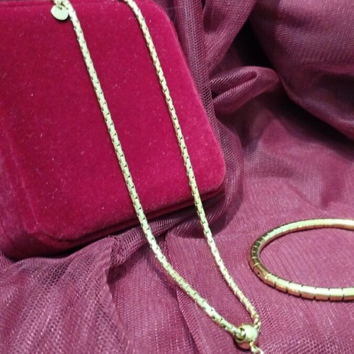 Gold-plated stainless steel necklace and bracelet new