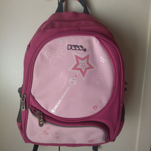 Polo Junior school backpack, fuchsia pink with magic wand design