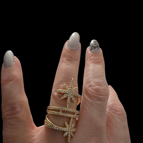Gold plated ring new with small sparkling rhinestones, size 6