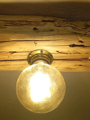 Wooden ceiling light like new made from reclaimed fir wood