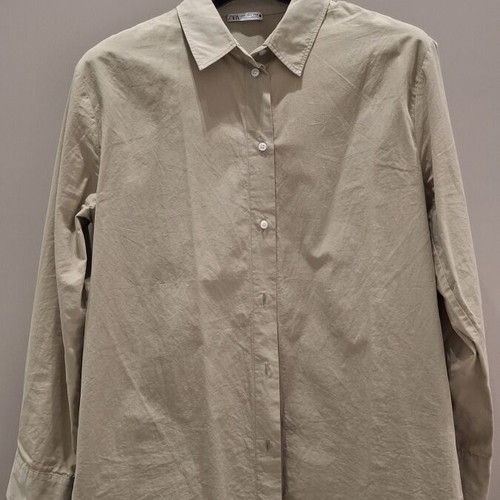 Zara khaki shirt, medium, poplin fabric