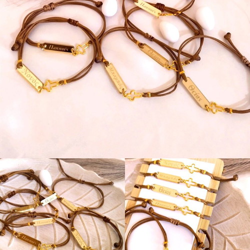 Baptism martyrika bracelets new with plexiglas and tan cord