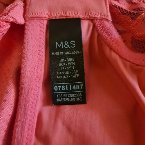 Marks & Spencer bra, coral watermelon color, size 80H
