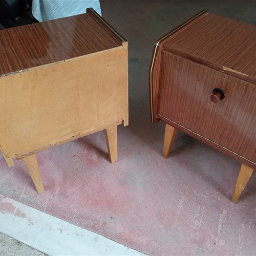 Formica bedside tables used, set of 2 vintage