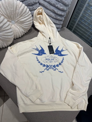Rhude hoodie XL new, off-white with blue print
