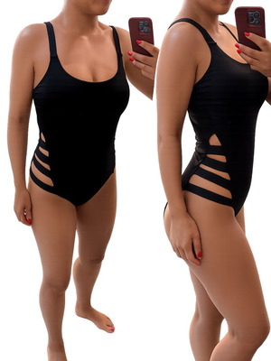 Bluepoint black one-piece swimsuit used, large with cut-outs