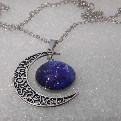 Scorpio Zodiac Pendant with Crescent Moon, like new