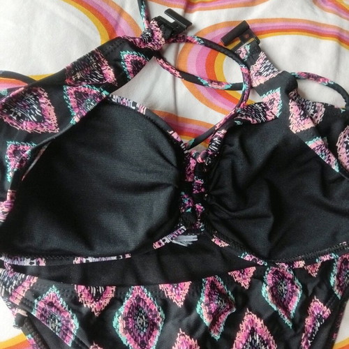 Primark strapless bikini like new, black with multicolor design