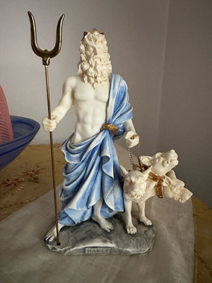 Hades statue with Cerberus handmade, new, alabaster