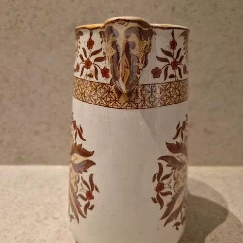 Société Céramique Maastricht antique earthenware pitcher with gold lustre