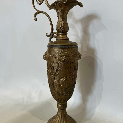 Vintage bronze decorative pitcher with baroque reliefs