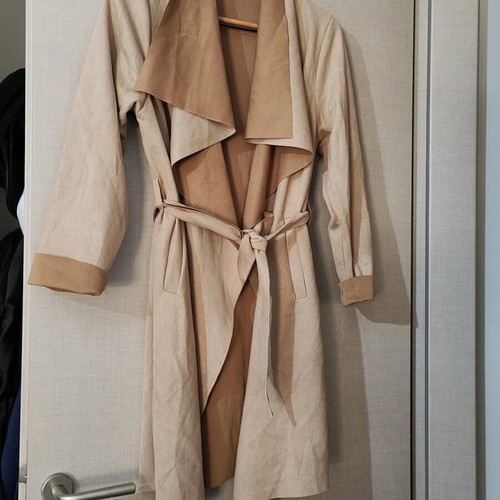 Velvet trench coat thin one size like new beige