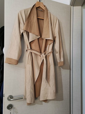 Velvet trench coat thin one size like new beige