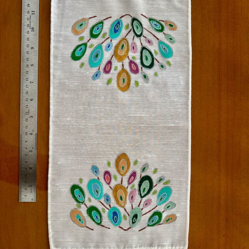 Handmade Vogart table runners with permanent colors, set of 7 like new