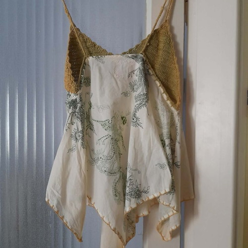 Staff Jeans & Co Boho Fairy Top with Crochet, Asymmetric, 100% Cotton, Like New