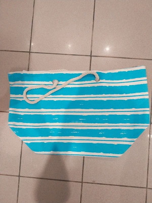 Ankor Blue and White Striped Beach Bag shoulder type new
