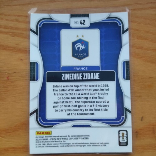 Panini Prizm Zinedine Zidane France World Cup 2026 card like new