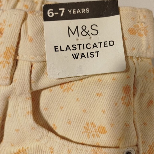 Marks & Spencer Girl's Pants New With Tags Floral Cotton 6-7 Years