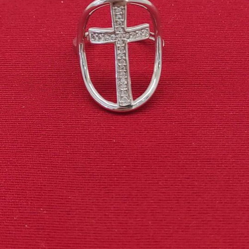 Silver ring with cross, adjustable size