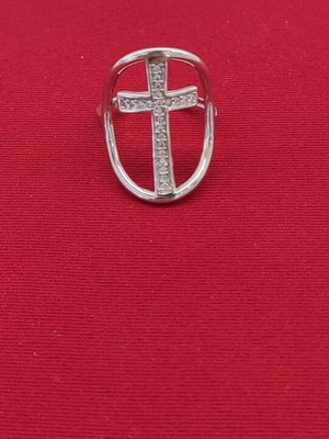 Silver ring with cross, adjustable size