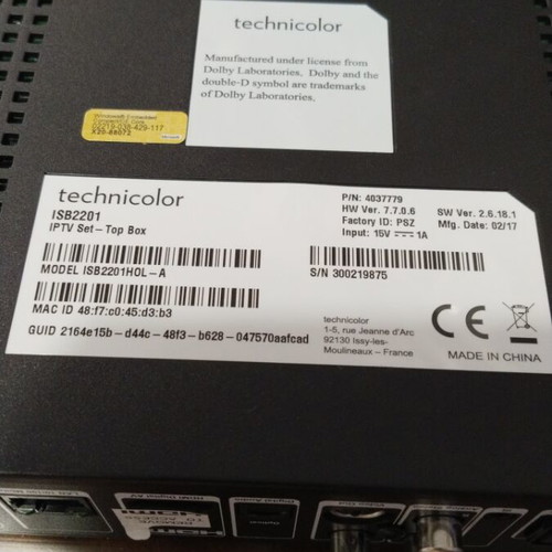 Vodafone ISB 2000 IP IPTV Set Top Box ISB 2201