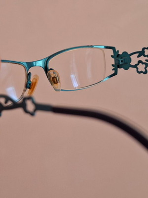Metallic Blue Eyeglasses with Floral Design Like New