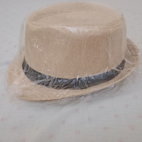 Panama hat new, dark beige and brown, one size