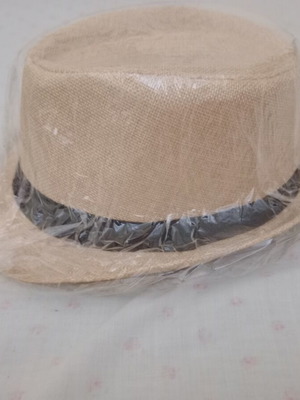 Panama hat new, dark beige and brown, one size