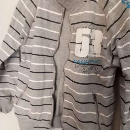 Boy's cardigan grey and white, sizes 146-152 cm