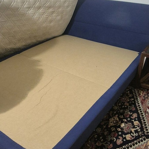 Fabric double bed used, blue, for 150x200 mattress