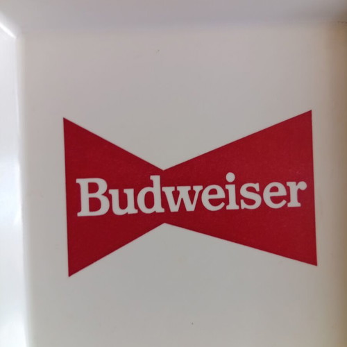 Budweiser ashtray used vintage melamine square 18x18 cm