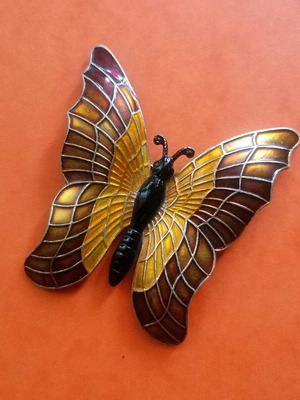Vintage butterfly brooch made in Germany used, colorful