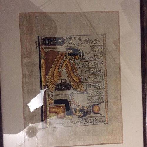Paintings set of 3 pieces with papyrus fragments