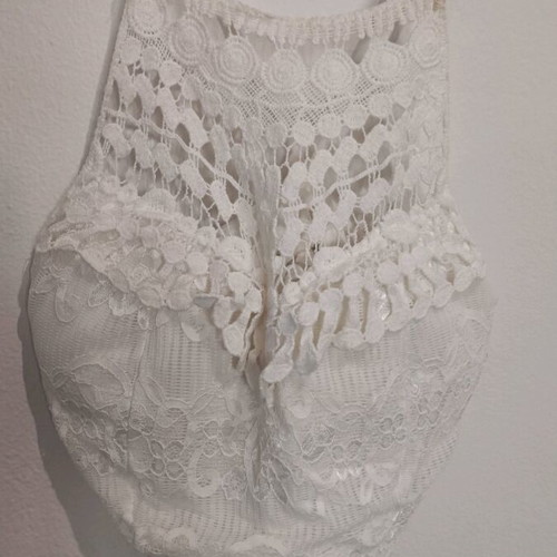 Embroidered t-shirt used, white, size S