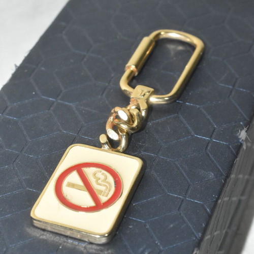 Vintage metal No Smoking keychain used, collectible retro