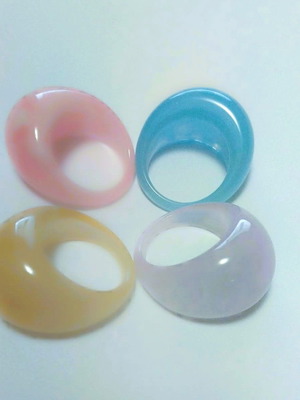 Chunky Bubble Rings σε παστέλ χρώματα, σετ 4