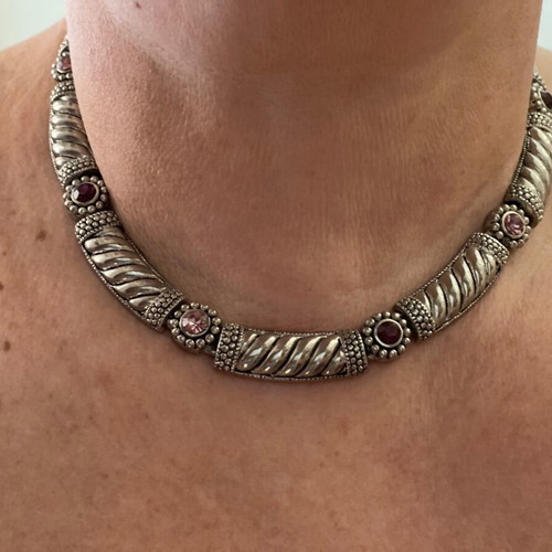Handmade vintage silver-plated choker necklace 43 cm like new, silver