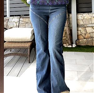 high waist flare jeans with zipper τζιν καμπάνα