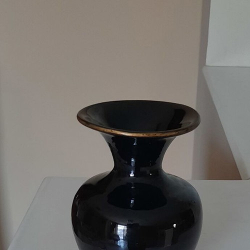Vintage porcelain vase used with gold floral design