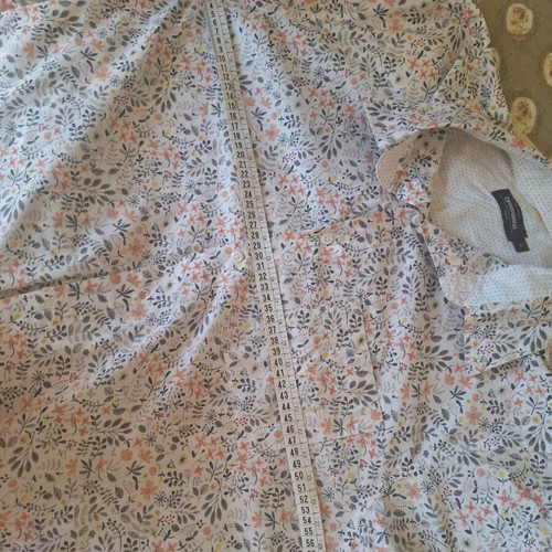 Men's floral short-sleeve shirt XL slim fit cotton A-Style like new, white